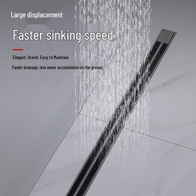 Gunmetal Ultra-Narrow Linear Stainless Steel Anti-Odor Shower Floor Drain