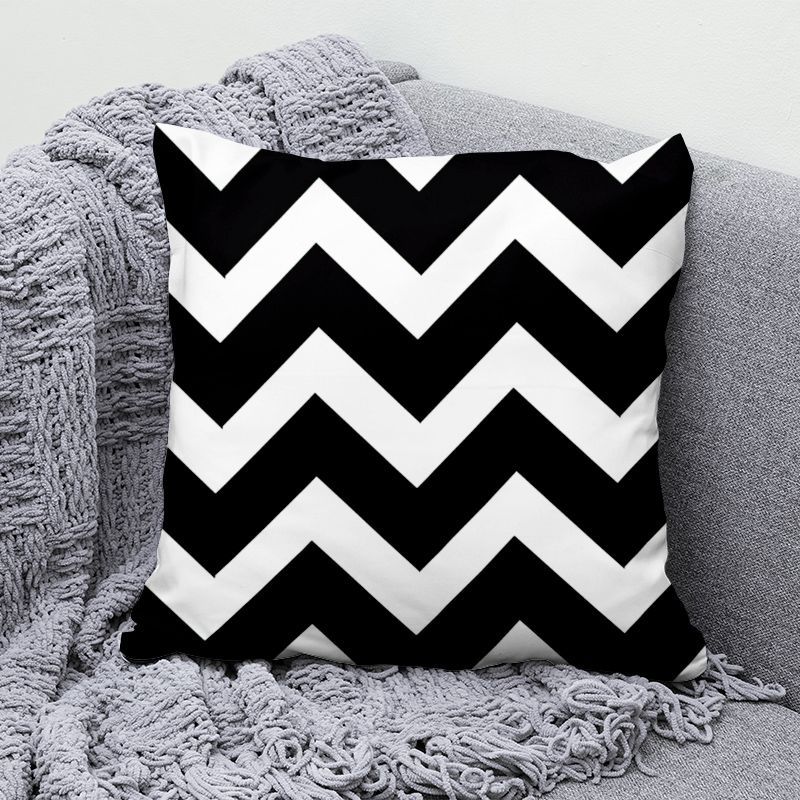 

Простая Современная Черно-белая Геометрическая Подушка Подушка Гостиная Диванная Подушка Спинка Супер Наволочка Flannel 45x45cm double-sided [with pillow core]