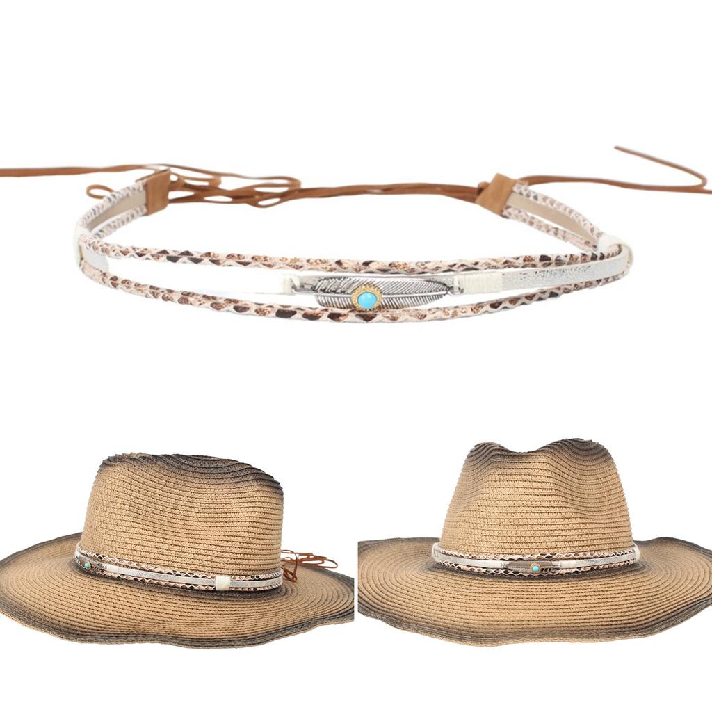 Cowboy Hat Band for Adult with Turquoise Fashion Ethnic Carnivals Party Fedora Cap Band for Women Men Hat Accessories