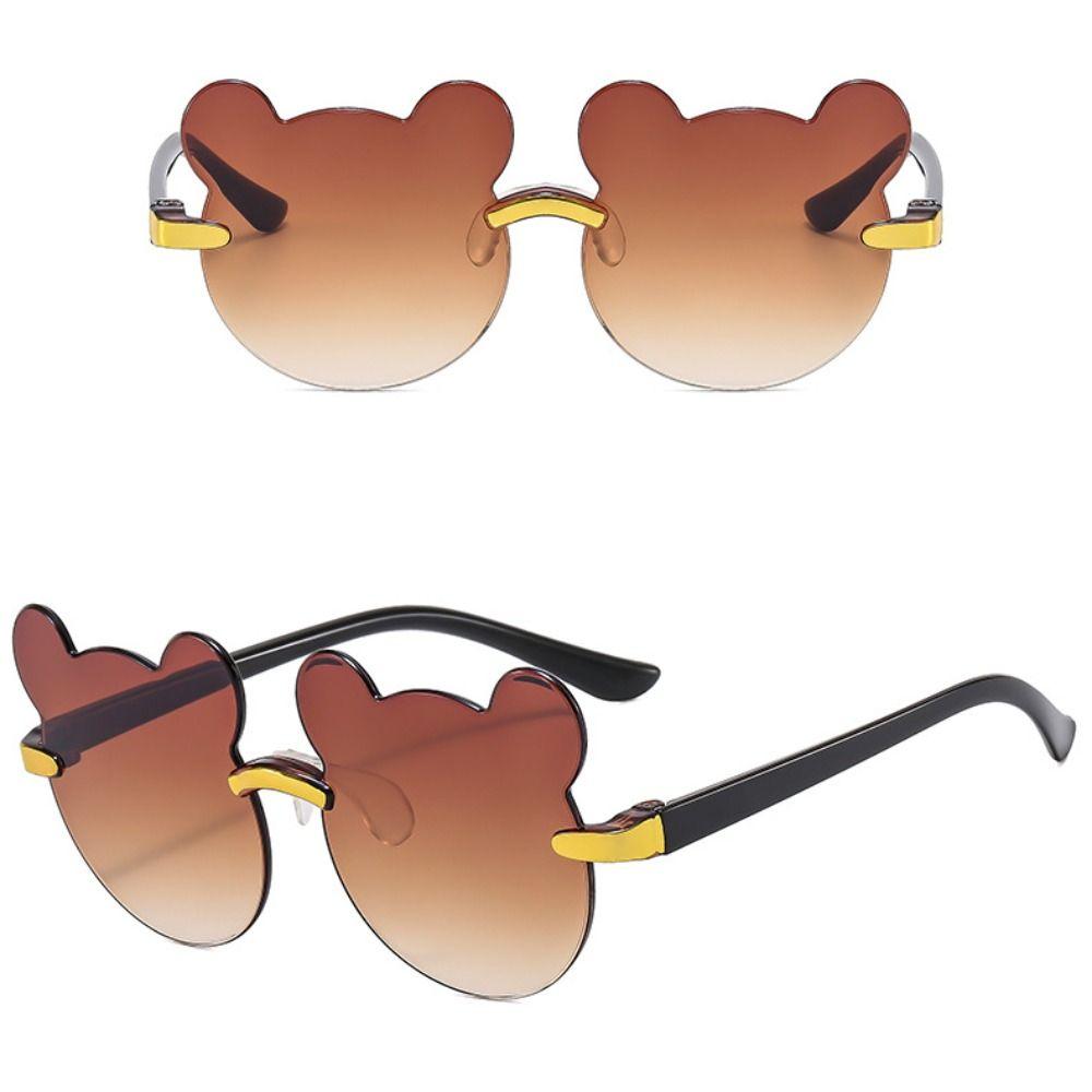 Cartoon Bear Children Rimless Sun Glasses UV385 Eyewear Cute Baby Sunglasses  for Boys Girls