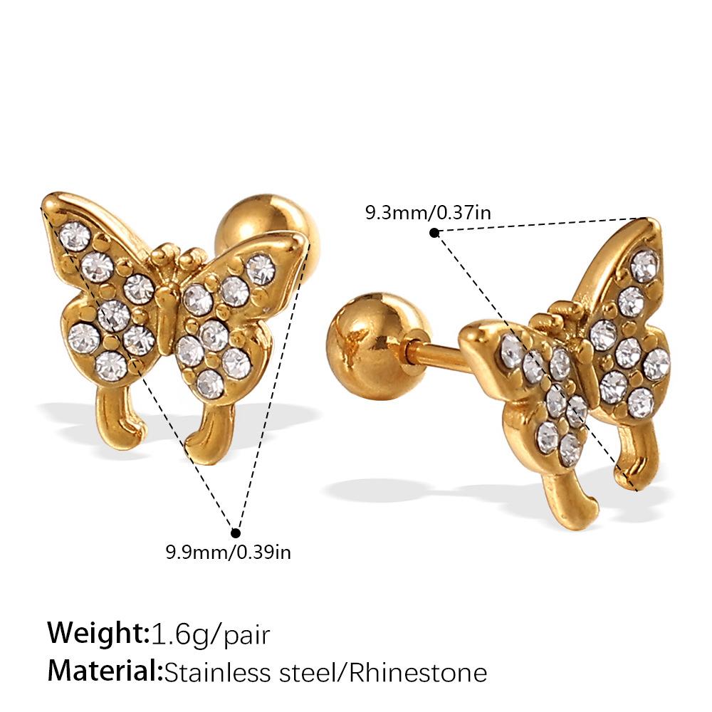 Temperament Versatile Stainless Steel Butterfly Dragonfly Gold Plated Earrings Premium Titanium Steel Earrings Women