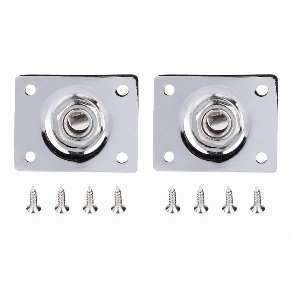 2 Piezas Jack de Entrada Metálico 1/4 de Pulgada Piezas de Guitarra Reemplazo Placa de Jack de Salida Guitarra Eléctrica