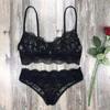 2 Teile/satz Sexy Hohl Durchsichtige Spitze Unterwäsche Set Sling Bh Mid-rise Slip Set Einfarbig Ultra-dünne unterwäsche Set
