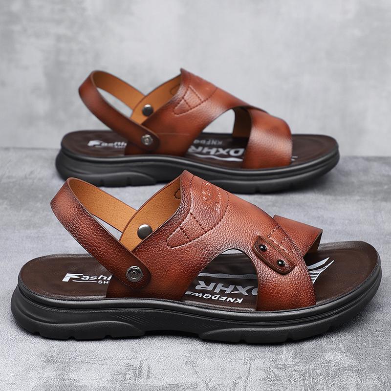 Non Slip Mens Summer Slippers Outdoor Casual Sandalias Breathable Beach Shoes Comfy Walking Sandals Dual-Purpose Male Half Drag