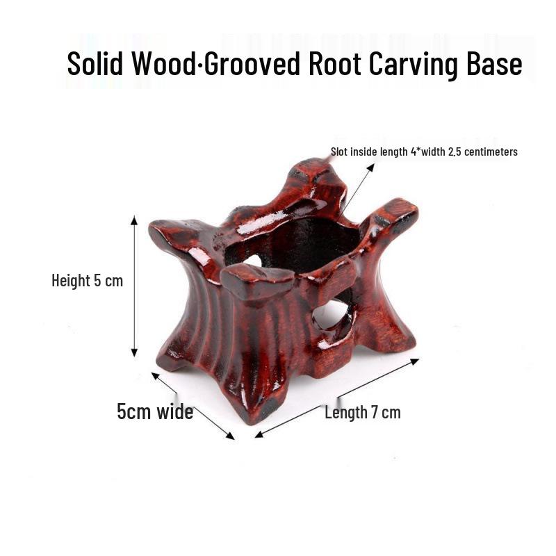 Mount Tai Solid Wood Base with Irregular Yellow River Pebble Concave Stone Ornament