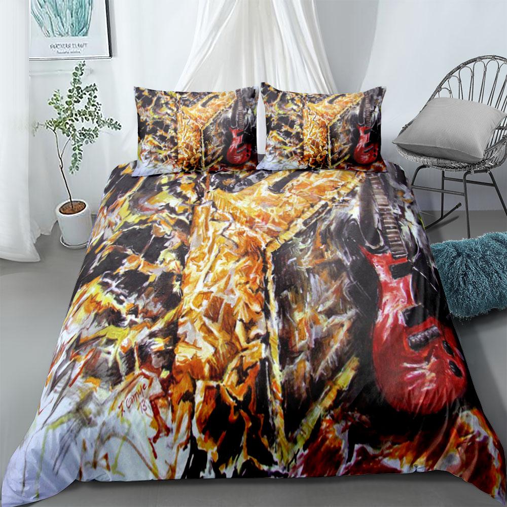 Play the  Rock Music Duvet Cover Set UK Single Double Queen US Twin Full King Size  Bed Linen Set