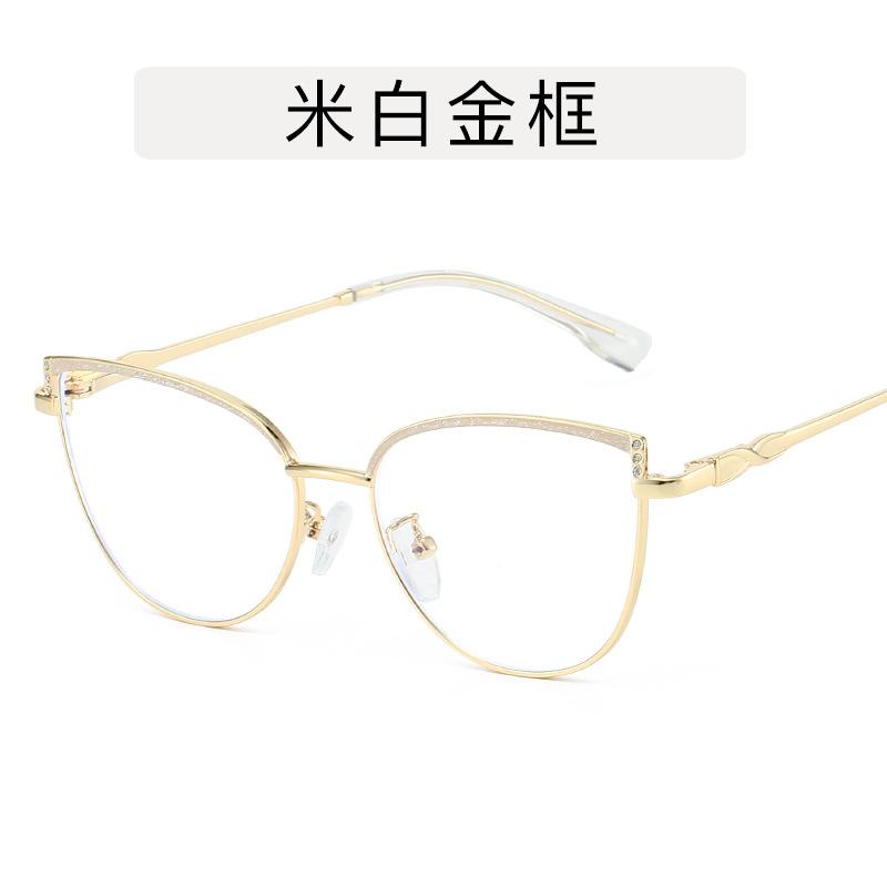 Cat Eye Shape Glasses Frame Women Korean Style Rhinestone Decoration Woman Glasses Fashion Stylish Decorative Glass