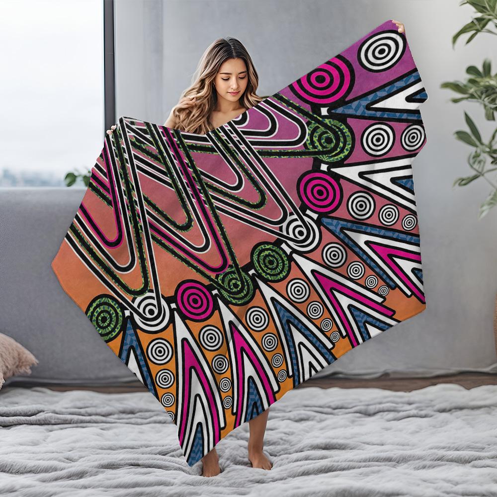 Vibrant Geometric Pattern Blanket for Sofa Bed Travel Camping Living Room Office Conditioning Blanket for All Seasons Gifts