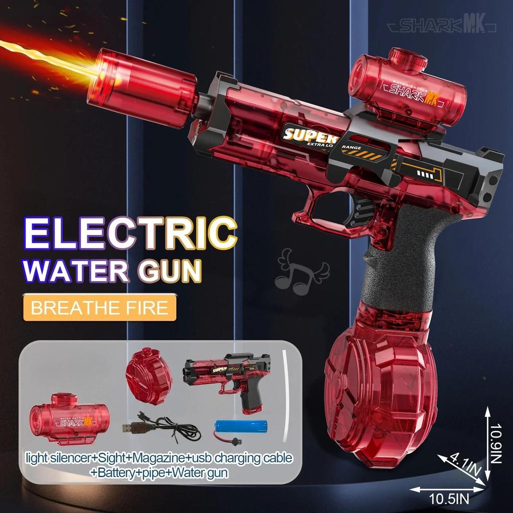 Non-Toxic Simulated Firing And Recoil Electric Water Gun Toys Children Automatic Sensor Lights Water Pistol Summer Outdoor Beach Kids Toy