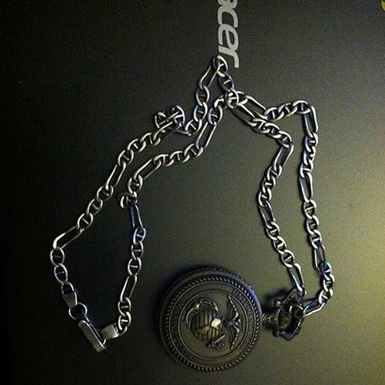 Men's United States Eagles Marine Corps Retro Style Bronze Quartz Pocket Watch