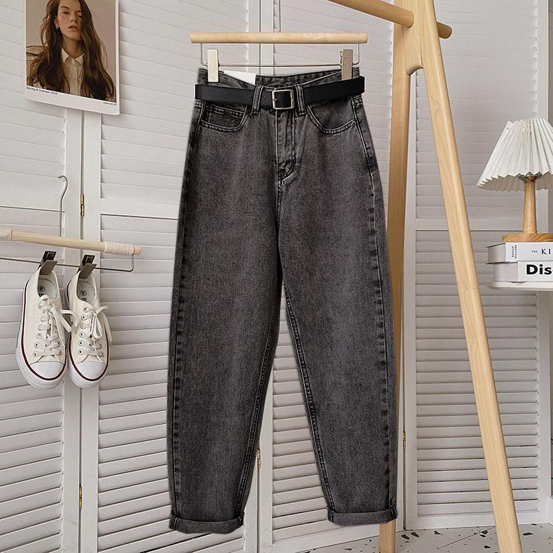Womens High-Waisted Straight Leg Denim Pants Loose Fit Cropped Trousers Vintage Washed Cotton Blend Casual