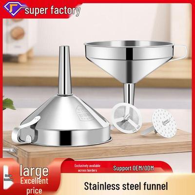 Thickened 304 Stainless Steel Funnel Set with Filter for Kitchen, Oil, and Wine - Various Sizes