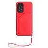 For Samsung Galaxy A53 5G Case Card Holder Kickstand Skin-Touch Phone Cover with Wrist Strap