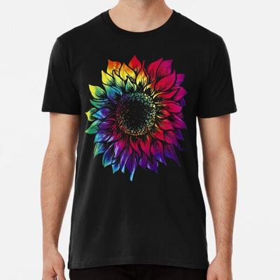Tie Dye Retro Sonnenblume Damen Schwarzes Shirt Co S bis 5XL Hergestellt in der AU/USA T-Shirt