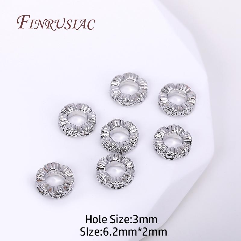 Delicate Lace Pattern Flat Spacer Beads For DIY Bracelet Necklace Making Wholesale 6.2x2mm 18K Gold Plated Brass Spacer Bead