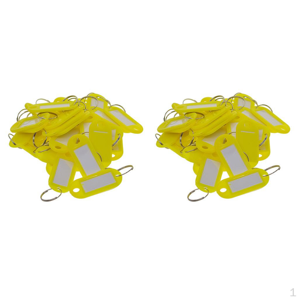

100 Pieces Keychains Plastic Key Rings ID Tag Name Label Tags Locker - Yellow