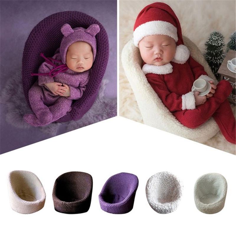 Headband Set Photography Props 2pcs Soft Velvet Posing Pillow Newborn Baby Head Shaping Pillow and Headband