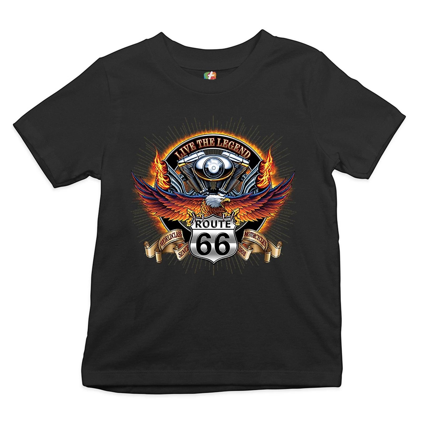 Wordclass Motorcycles Youth kids boys T-Shirt Live the Legend Route 66 Biker Kids 100