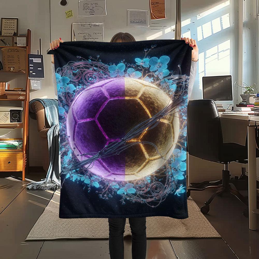 1Pc Luminousball Print Flannel Blanket, High Quality Comfortable for All Seasons, Home Decor, Warmth and Comfort, Perfect for Christmas Gifts