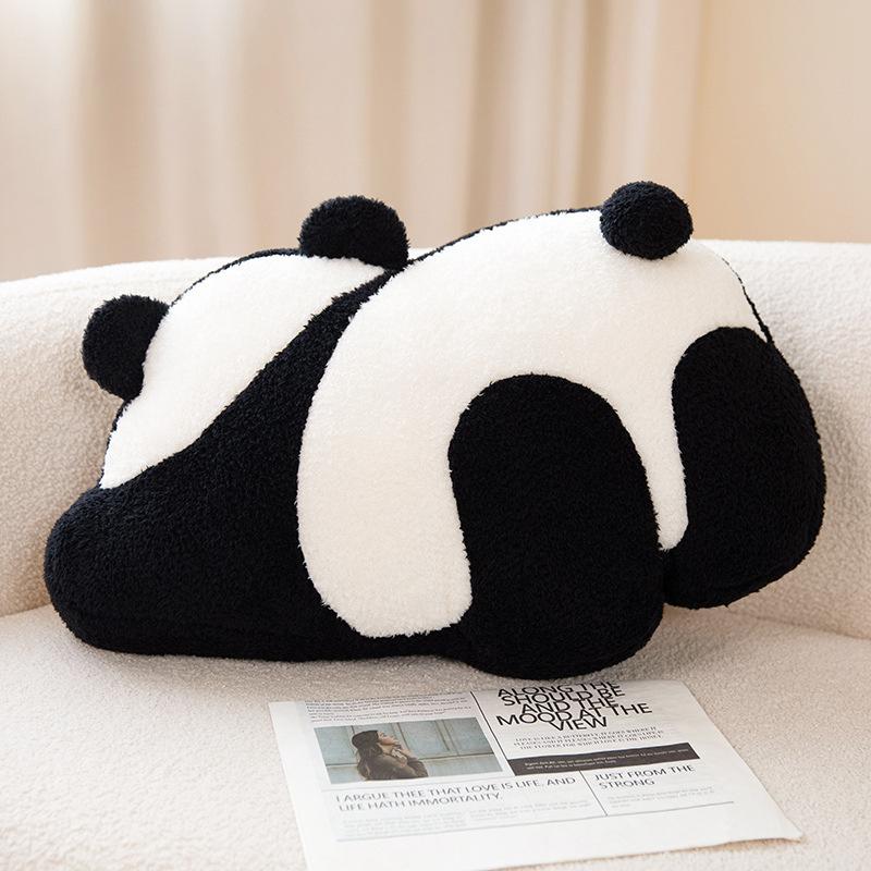 Cartoon Panda Back Throw Pillow Blanket Plush Toy Black And White Panda Doll Home Sofa Pillow Doll