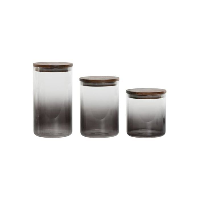 Set of Glass Storage Jars - Home ESPRIT - 3 Pieces - Borosilicate - 900 Ml - 1.5 L - 1.2 L - 11x11x20 Cm