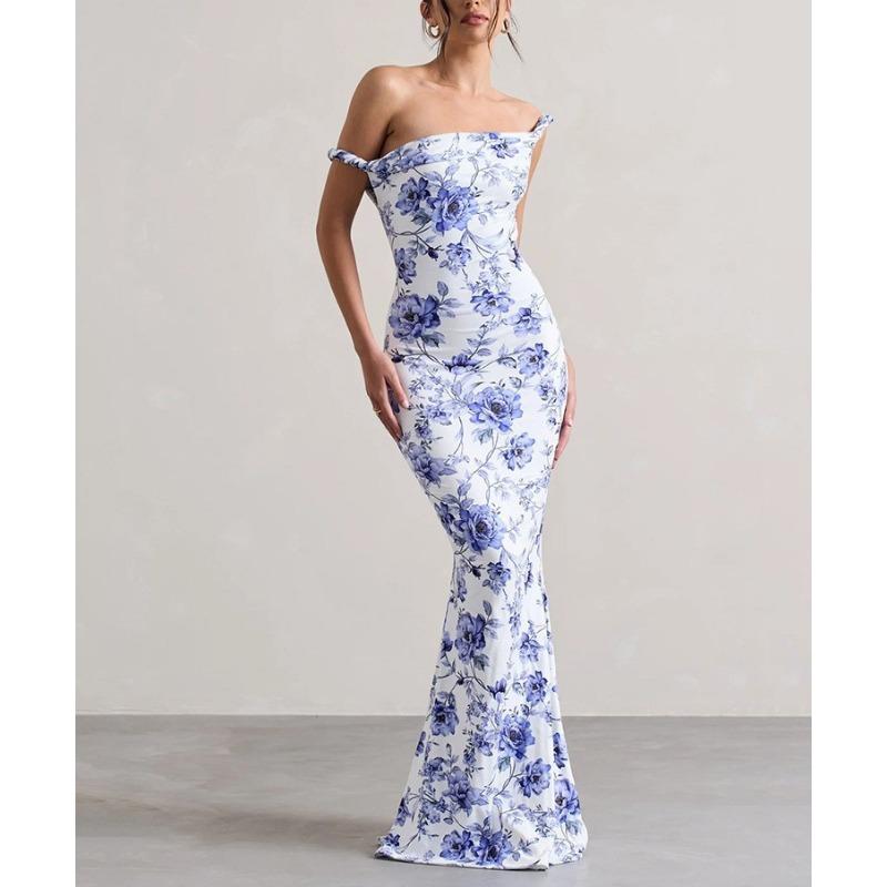 2025 Summer Sexy Halter Leopard Printed Suspender Dress New Fashion Elegant Sleeveless Bodycon Slim Long Party Dresses Women Clothing