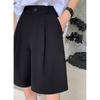 Women's High Waist Black A-line Casual Summer Shorts - Slimming, Loose Fit, Wide Leg, Mid-Length