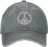Peace Symbol Distressed Denim Baseball Cap Vintage Washed Adjustable Hippie Hat Casual Hat Unisex