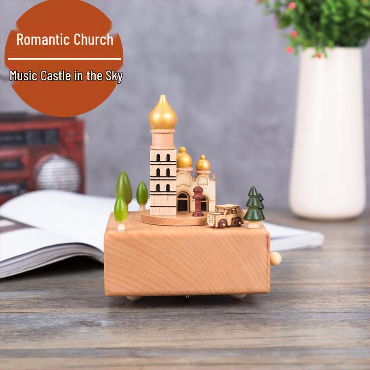 Wooden Carousel Music Box – Creative Solid Wood Home Decor & Valentine's Day Gift