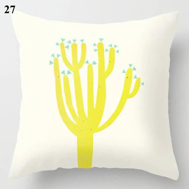 Decorative Cushion Cover Yellow Gray Floral Animal Geometric Pillow Covers Throw Pillows Polyester Single Side Print Pillowcases