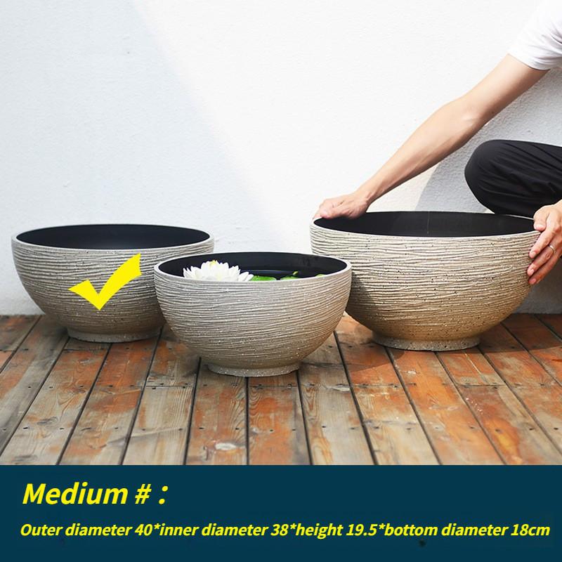 Nicht poröser Seerosen-Lotos-Topf Kupferpfenniggras Geldgras Blumentopf Kunststoff Imitationsstein Extra Große Schale Lotos-Topf