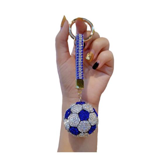 Rhinestone Football Keychain Pendant Sparking Soccer Car Key Ring