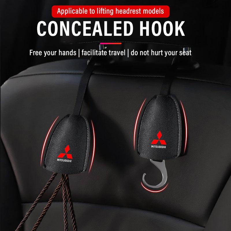 Leather Car Seat Back Hooks Portable Hanging Bag Rack For Mitsubishi ASX Lancer L200 Pajero Sport Attrage Mirage Eclipse