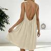 Vestito Cami Senza Schiena da Donna Estivo Senza Maniche Abito da Spiaggia con Spalline Sottili Ampio Svolazzante con Laccio sulla Schiena