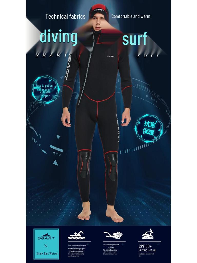 3MM Thick Hooded Wetsuit for Men & Women - Diving, Swimming, Surfing & Jellyfish Protection