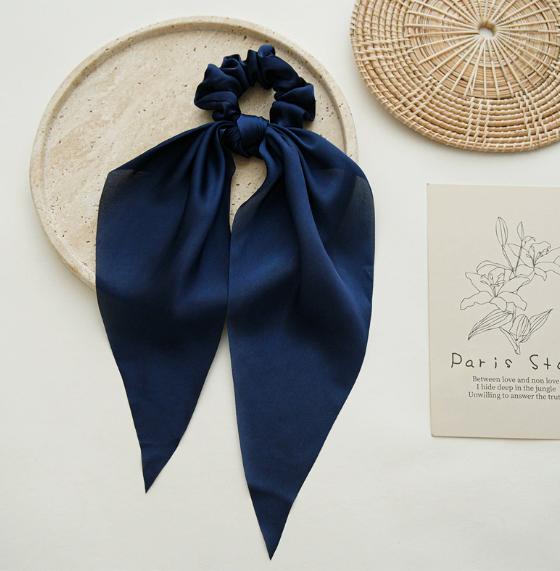 Oversized Satin Scrunchies with Ribbon Tails, Color Fabric Hair Ties for Women, Large Soft Ponytail Holders