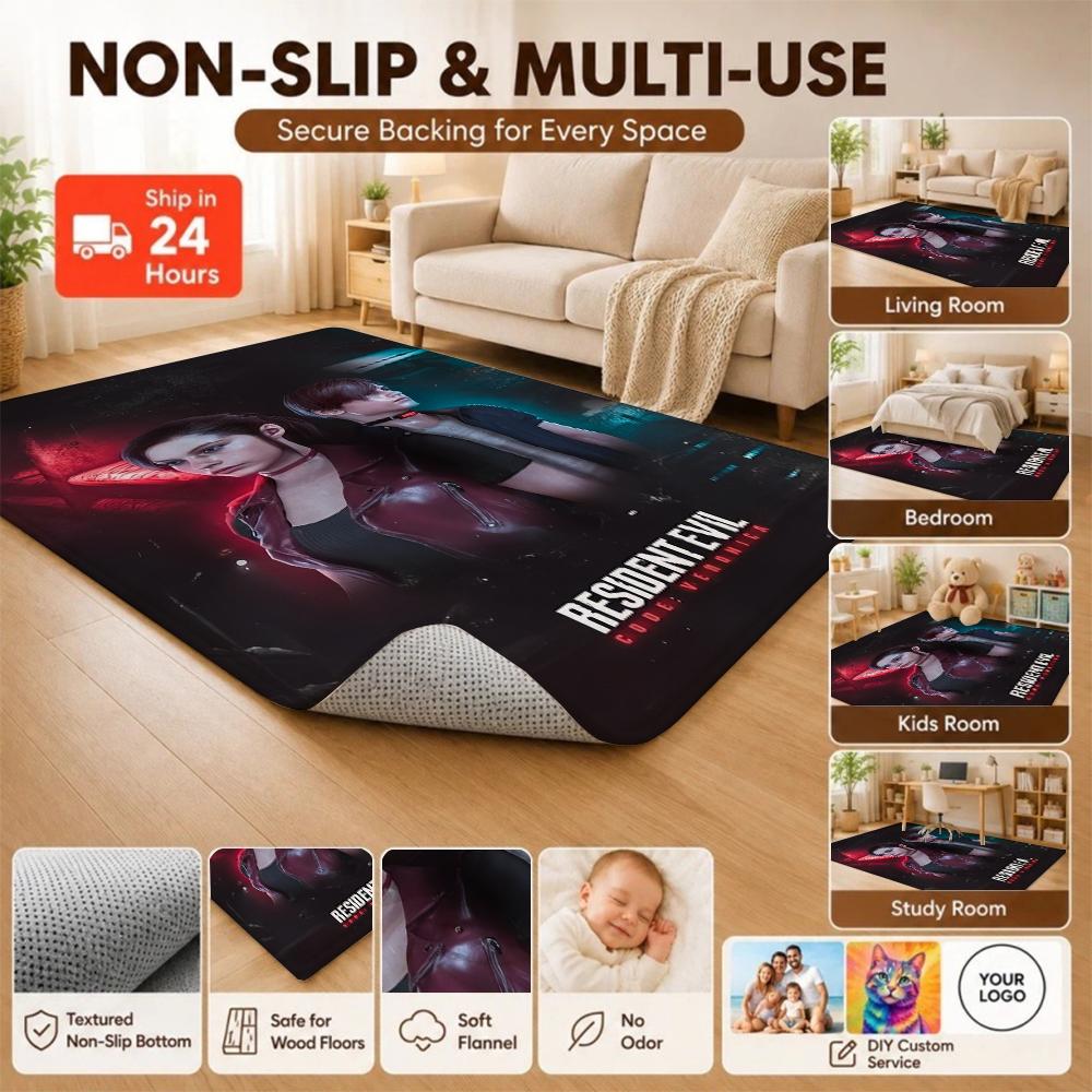 Resident Evil Death Island Rectangular Rug Thick Nonslip Carpet For Kids Bedroom Play Area Home Decor Memorial Gift