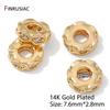 14K Gold Plated Messing Flache Abstandshalter Perlen Für Armband, Trennstück Für Perlen, Eingelegte Zirkonia Abstandshalter Perlen Für DIY Schmuckzubehör