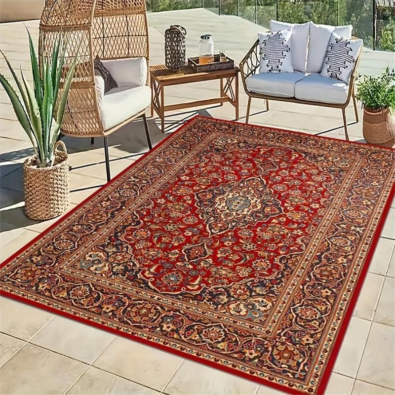 1pc Flannel Carpet American Style Living Room Bedroom, Bedside Blanket Washable Bottom Foldable, Washable Door Soft Carpet Mat