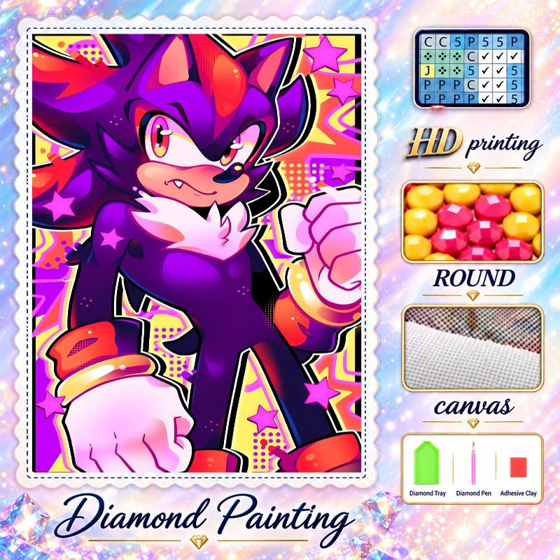 Knuckles the Echidna Diamond Painting Kit 5D Full Drill DIY Diamond Mosaic Wall Art Home Decor