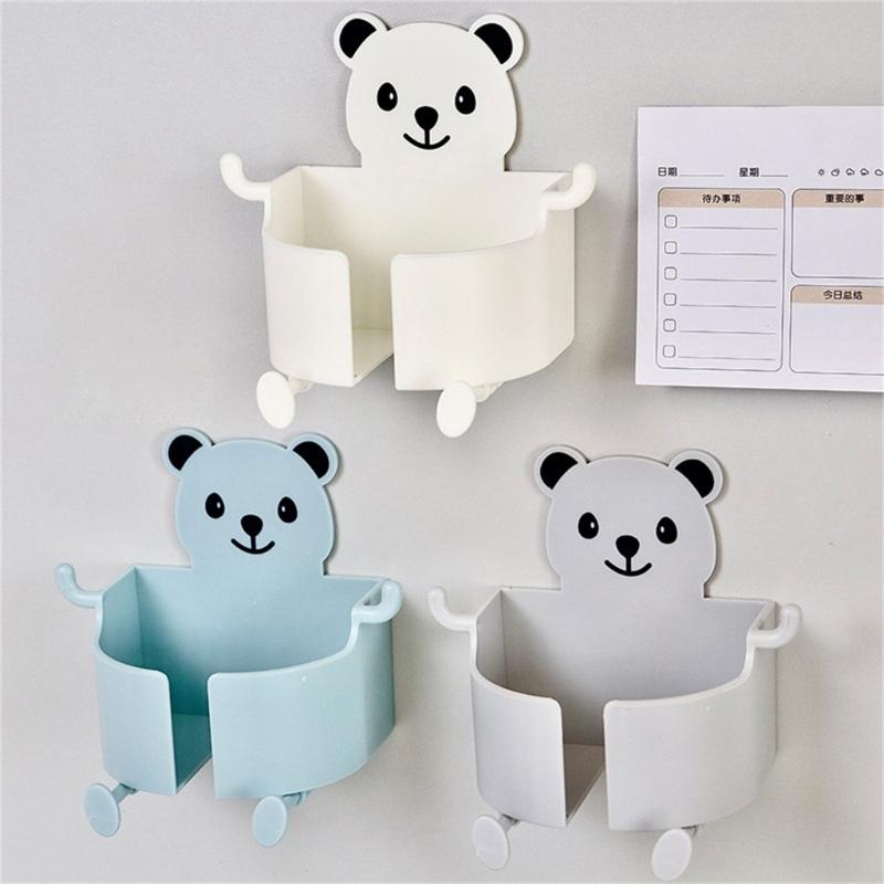 Wall Mounted Phone Holder Mobile Phone Charging Stand Self-Adhesive Remote Control Storage Rack Cellphones Organizer