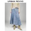 Gonna midi UR 2026 da donna in denim lavato con cintura