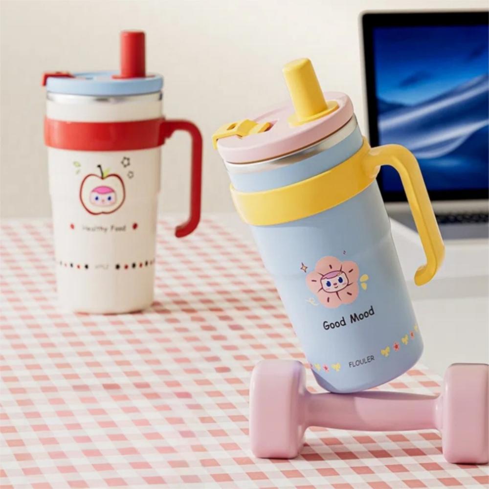 Double Drink Vacuum Cup Large Capacity Cold Water Mug Portable Suction Tube Cup  Drinkware
