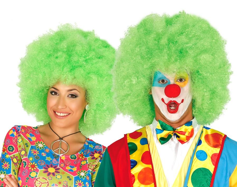 Clown Wig Green Afro Curls Disco 80s