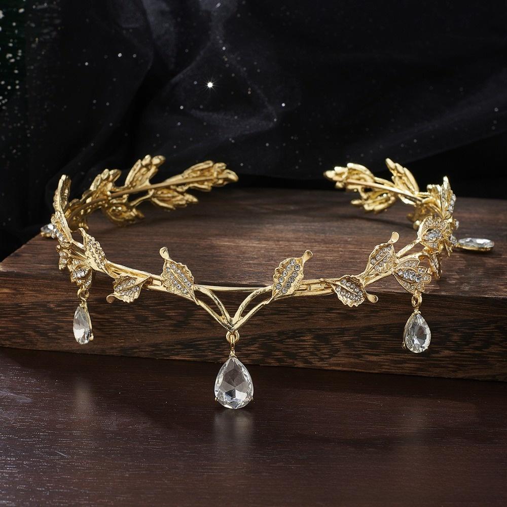 Leaves Shape Forehead Chain Rhinestone Forehead Ornaments Sweet Bride Tiara  Wedding