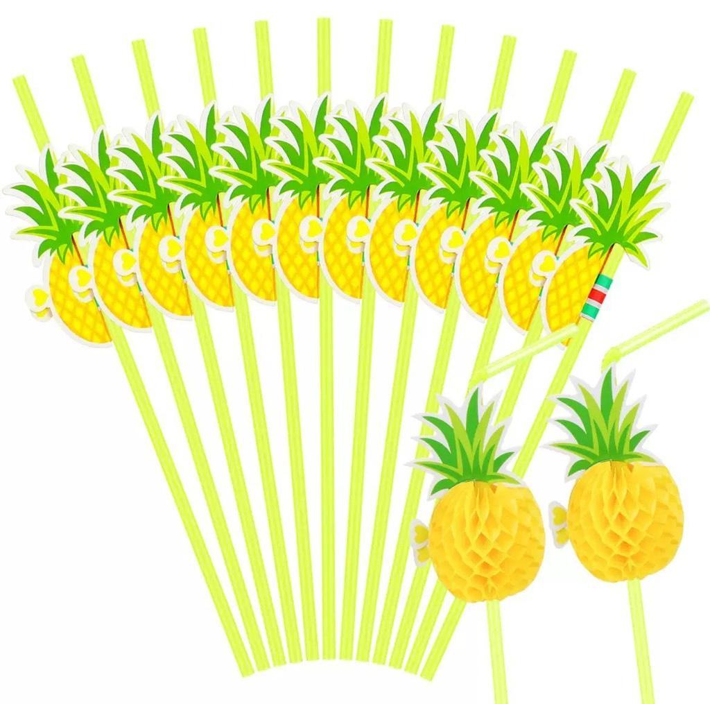 50 Fluorescent Umbrella Straws for Hawaiian-Themed Party Decoration and Craft