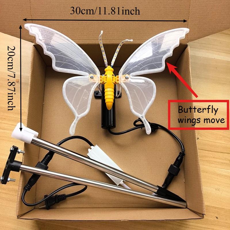 Moving LED Butterfly Lights Outdoor Wedding Party Christmas Decorations Dynamic and Static Mode Garden Yard Decor