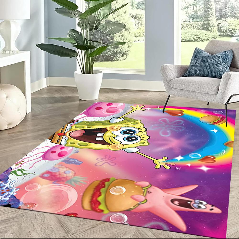 Spongebob Movie Night Square Rugs Are a Great Choice for Living Rooms, Bedrooms, Home Décor, and As Gifts.