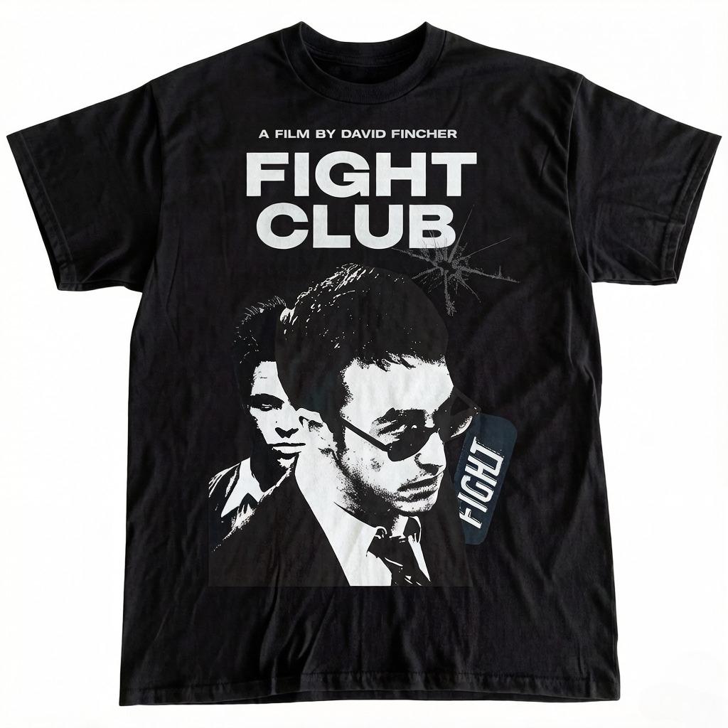 

Лето 2026 УнисексS Винтажная Футболка с Графикой по Фильму Бойцовский клуб Дизайн от Дэвида Финчера с Красным Текстом Ретро 90-е Кино Футболка M