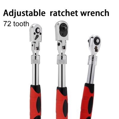 1/4" 3/8" 1/2" 72 Teeth Telescopic Socket Wrench Adjustable Torque Non-slip Spanner Car Repair Tool